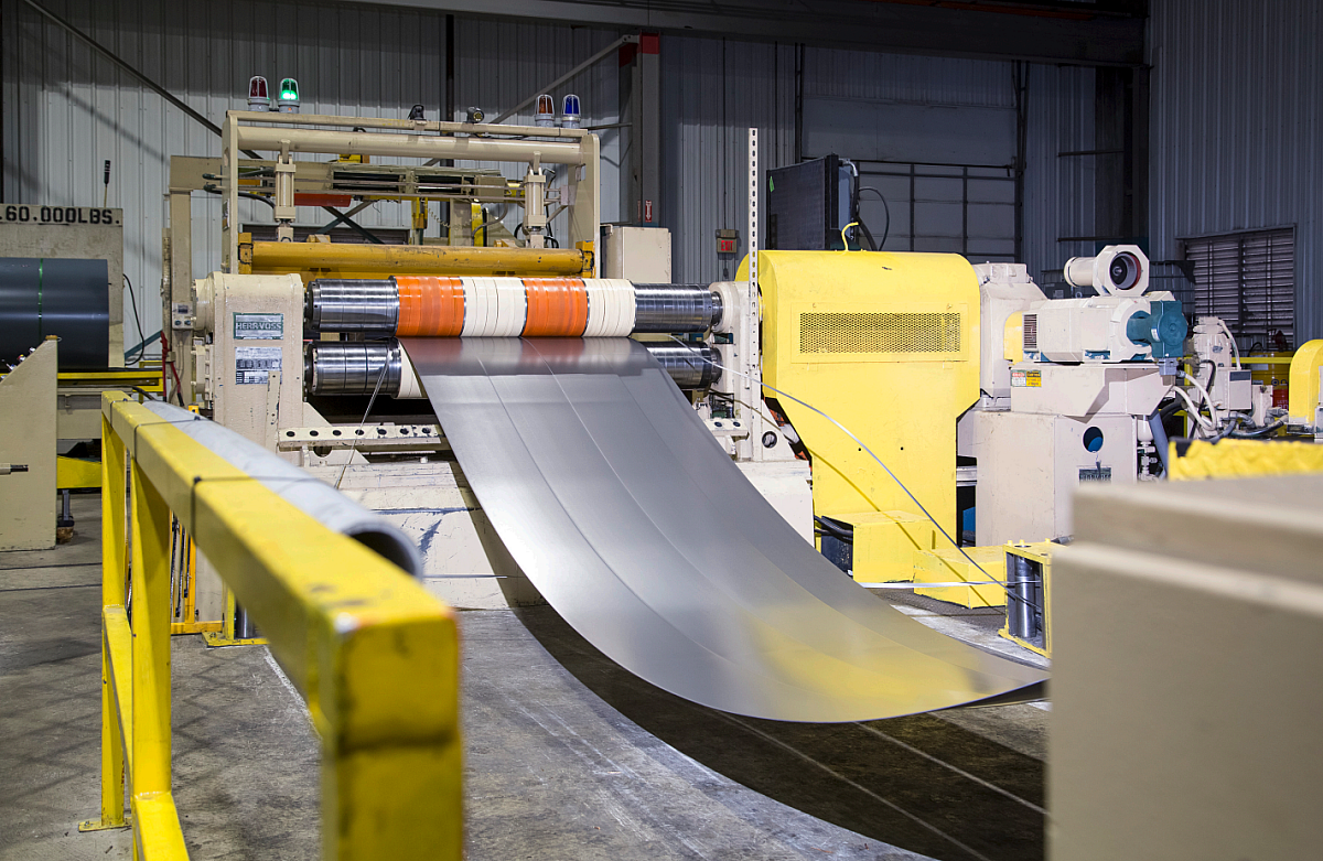 304 stainless steel coils at Mill Steel processing facility