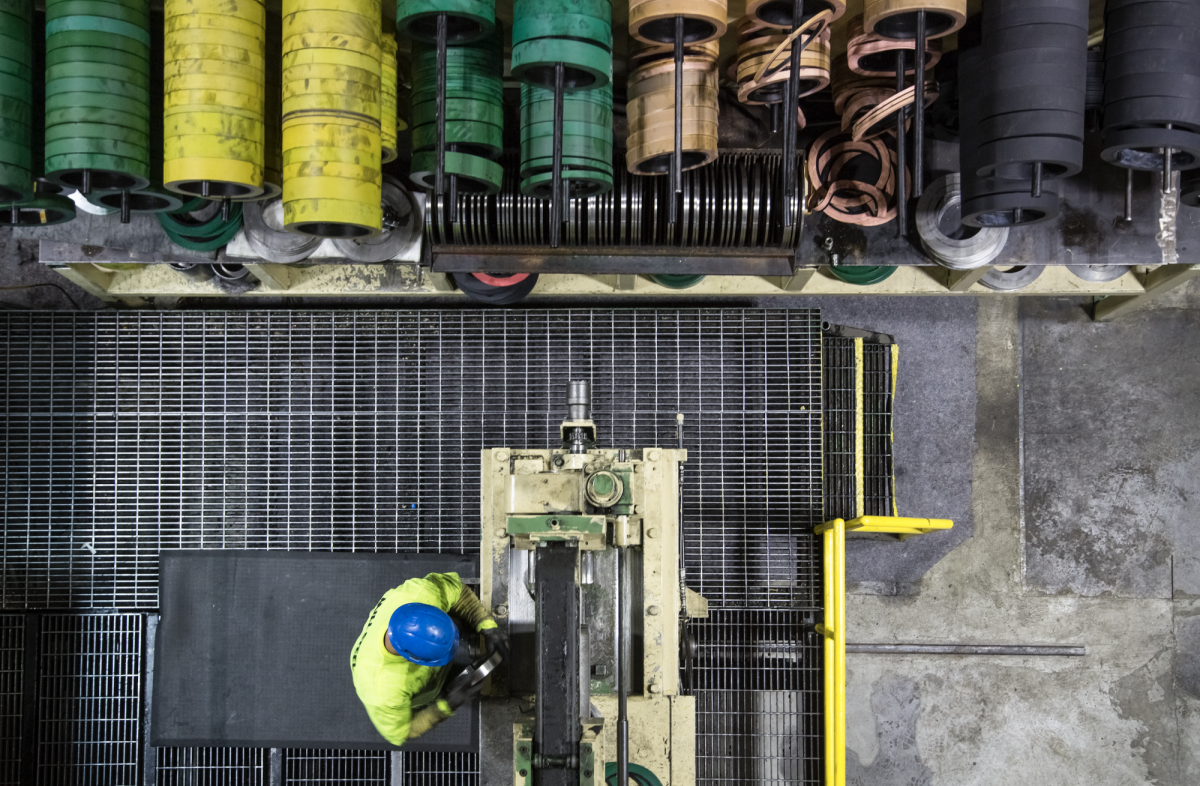 Overhead view of worker