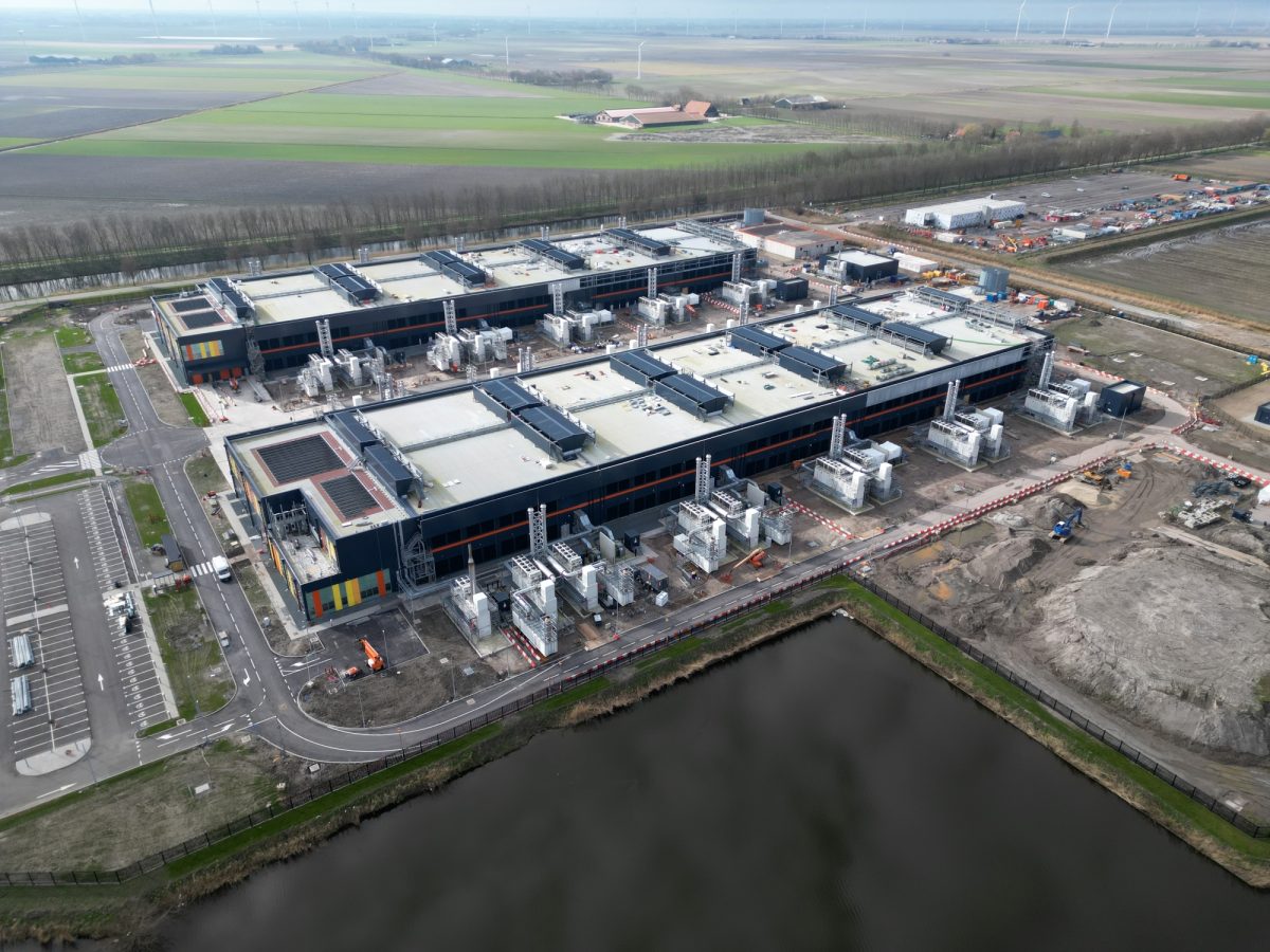 Drone overhead of a data center construction site