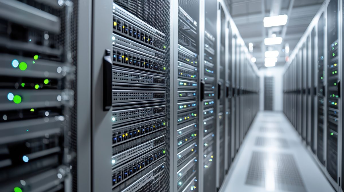 Server racks in a hyperscale data center.