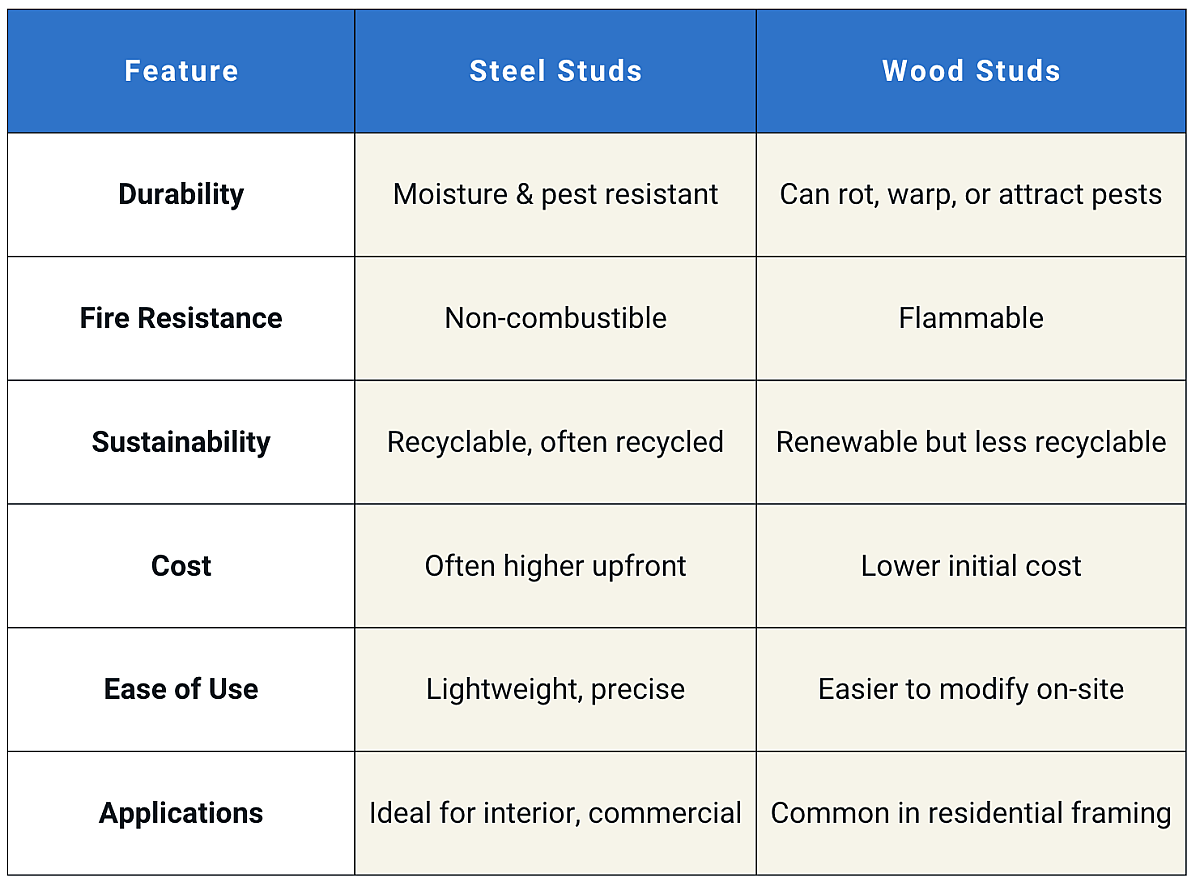 Steel Studs vs. Wood Studs
