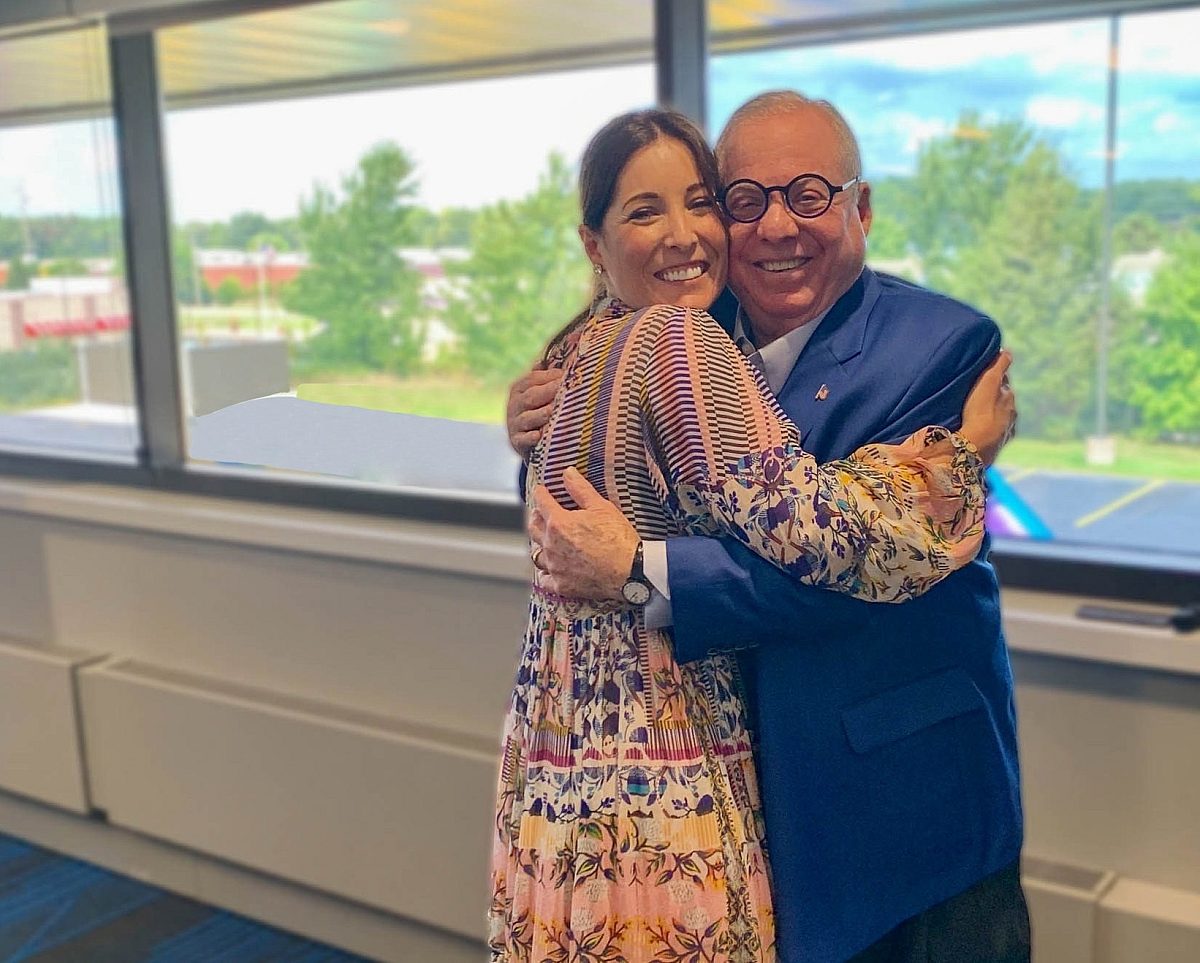 Pam and David hugging